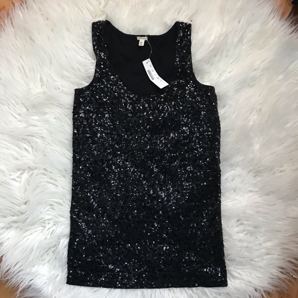 J Crew Black Sequin Tank NWT XS
